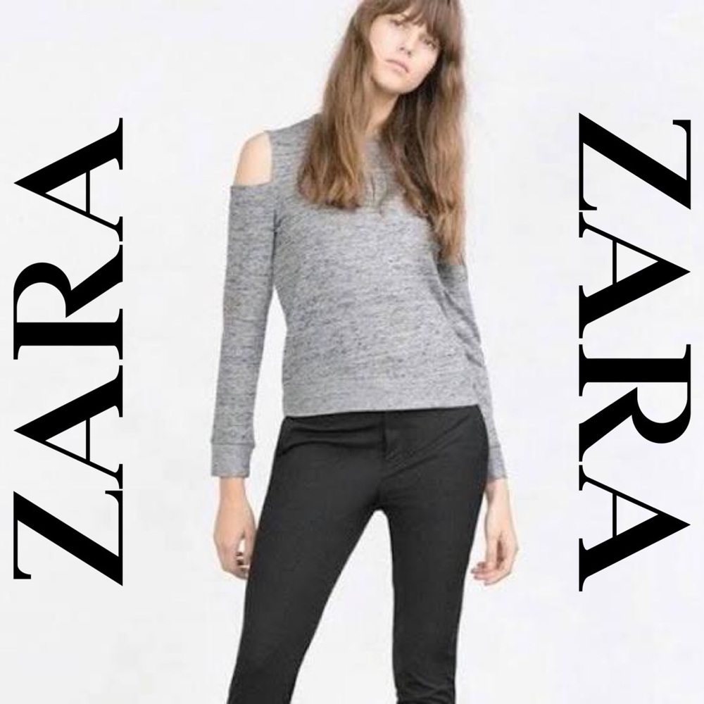 Zara Cut Off Shoulder Long Sleeve Sweater